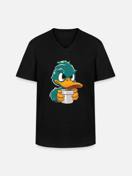 Duck - Men's V-Neck T-Shirt - black