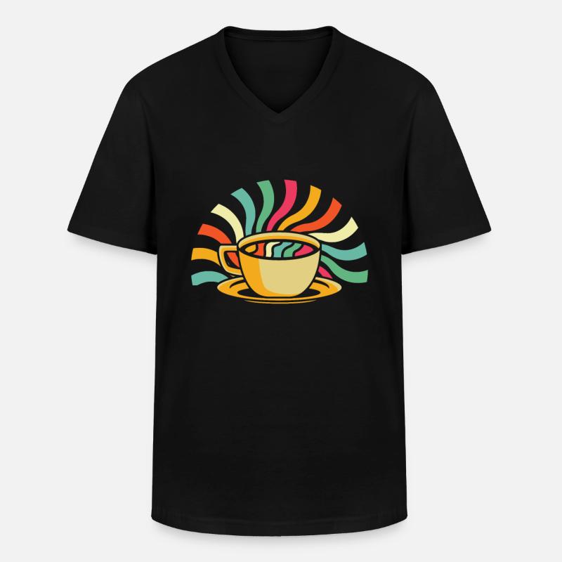 Kaffee Cafe - Männer-T-Shirt mit V-Ausschnitt - Schwarz