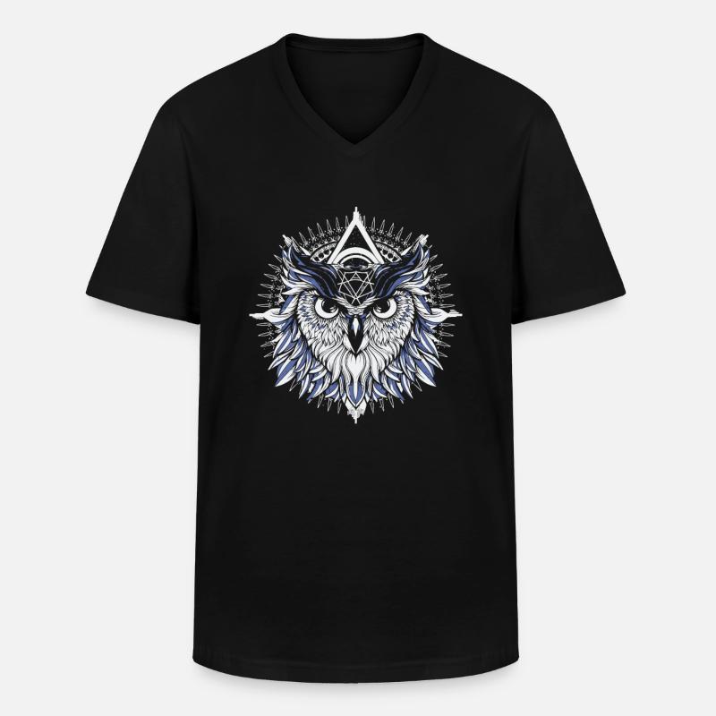 Eule Abstrakt - Männer-T-Shirt mit V-Ausschnitt - Schwarz