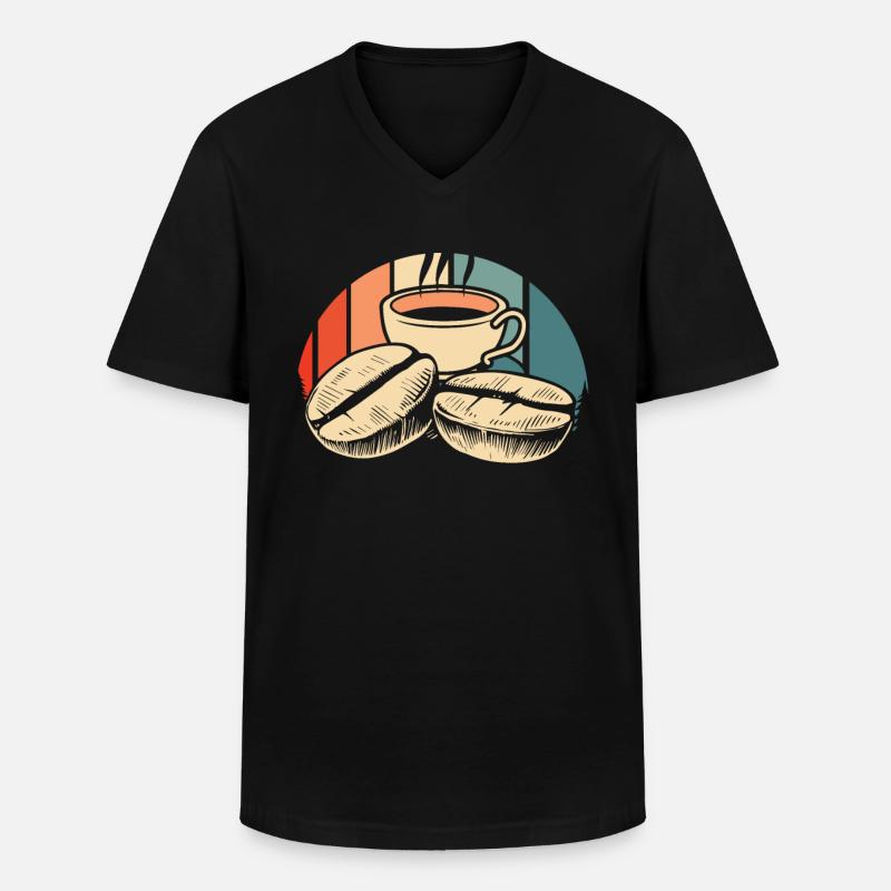 Kaffee Cafe - Männer-T-Shirt mit V-Ausschnitt - Schwarz
