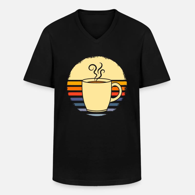 Kaffee Cafe - Männer-T-Shirt mit V-Ausschnitt - Schwarz