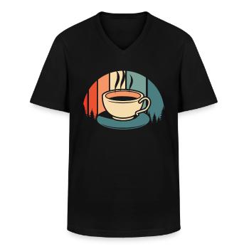 Coffee Cafe - Men's V-Neck T-Shirt - black - Front - AI Model Male 178 dark (178cm)