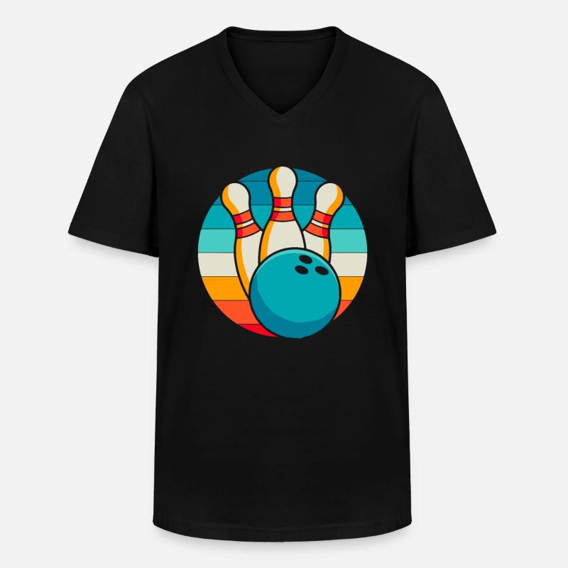 Bowling Bowlen Bowler - Männer-T-Shirt mit V-Ausschnitt - Schwarz