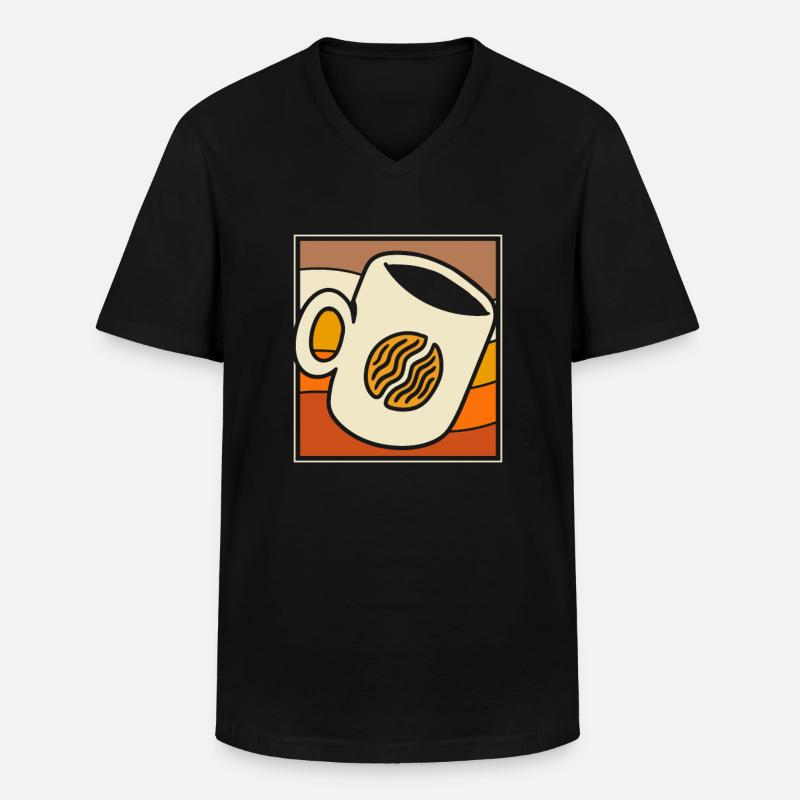 Kaffee Cafe - Männer-T-Shirt mit V-Ausschnitt - Schwarz