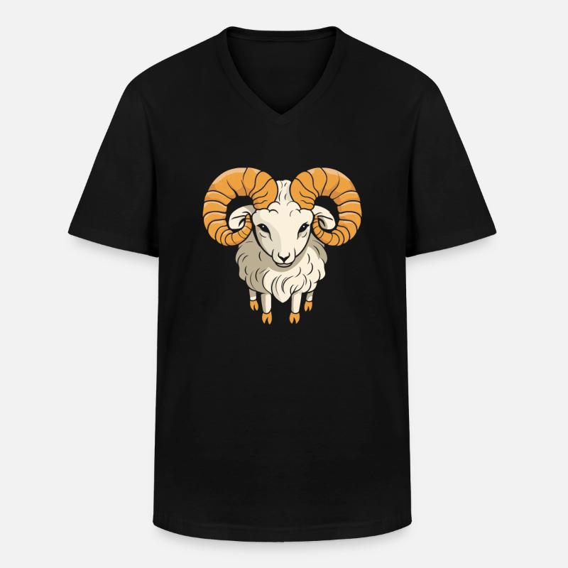 Widder Kawaii - Männer-T-Shirt mit V-Ausschnitt - Schwarz
