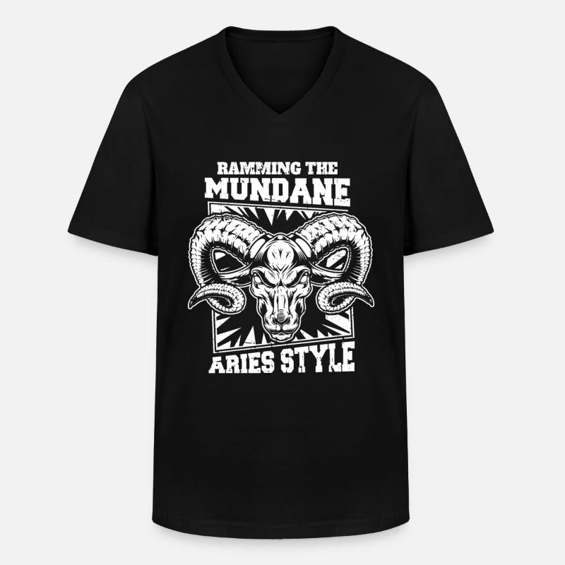 Widder - Männer-T-Shirt mit V-Ausschnitt - Schwarz