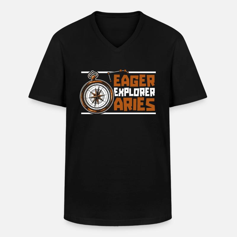 Widder Abenteuer - Männer-T-Shirt mit V-Ausschnitt - Schwarz