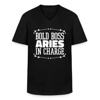 Widder Sternzeichen - Männer-T-Shirt mit V-Ausschnitt - Schwarz - Vorne - AI Model Male 178 dark (178cm)