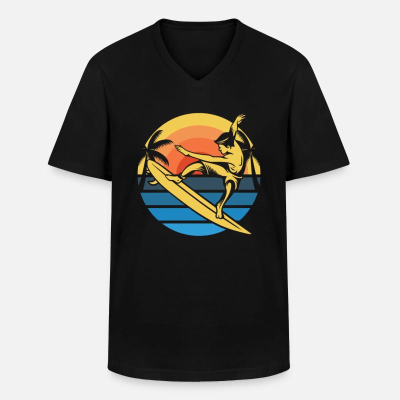 Surfer Surfen - Männer-T-Shirt mit V-Ausschnitt - Schwarz
