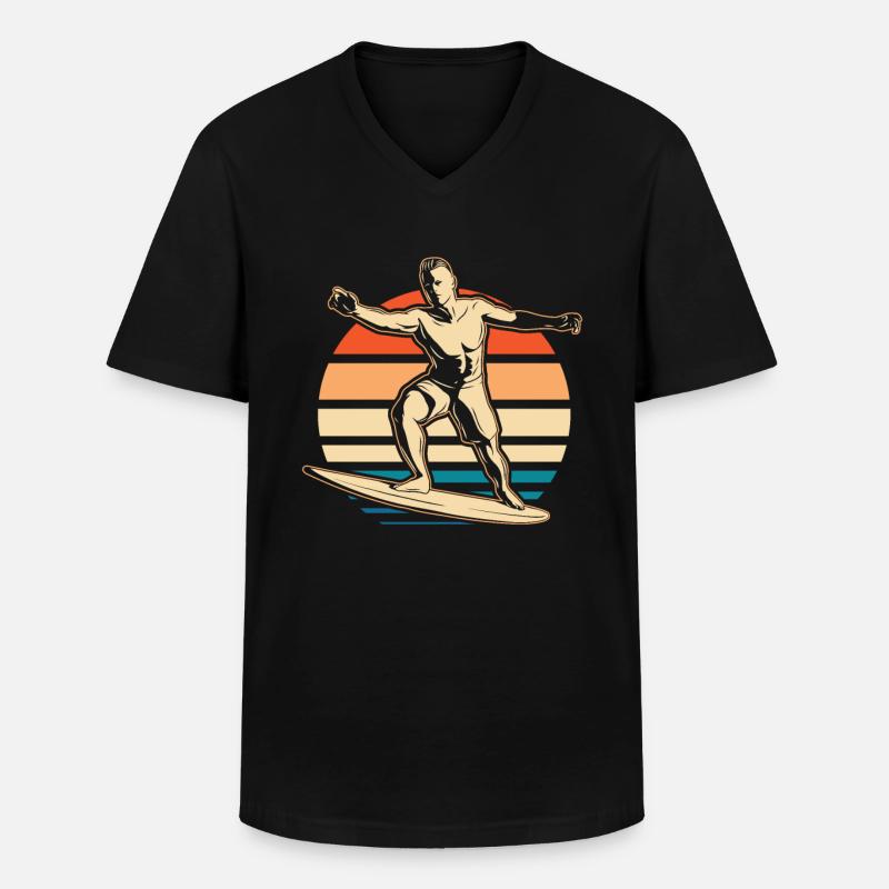 Surfer Surfen - Männer-T-Shirt mit V-Ausschnitt - Schwarz