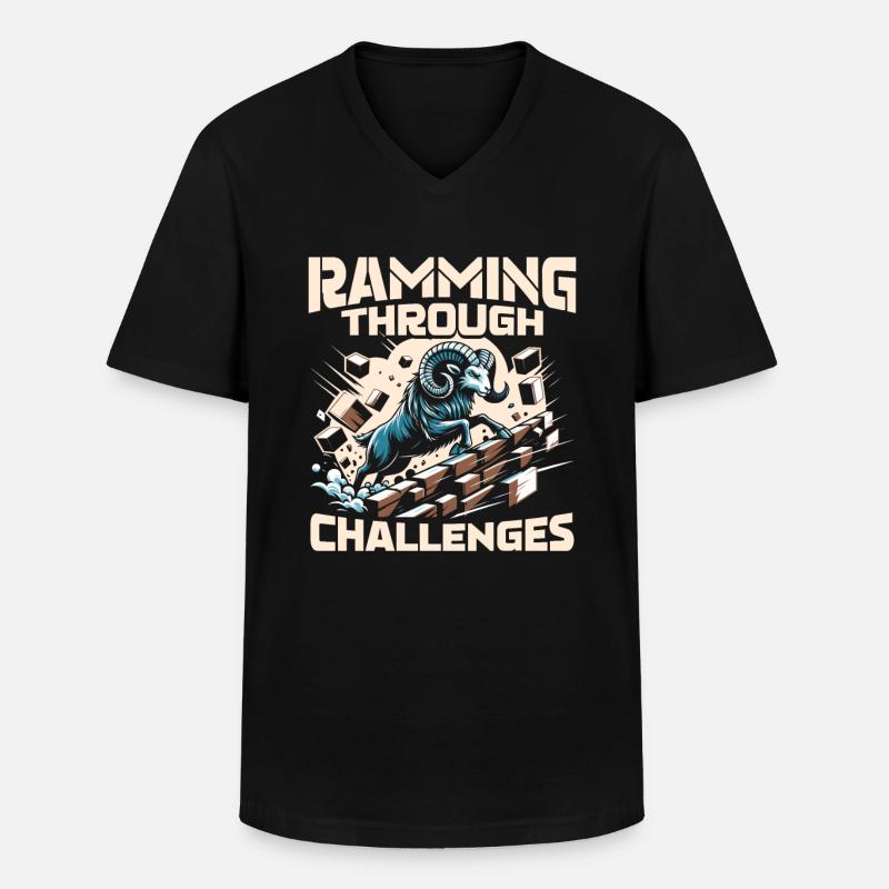 Widder Lustig Tier Widder - Männer-T-Shirt mit V-Ausschnitt - Schwarz
