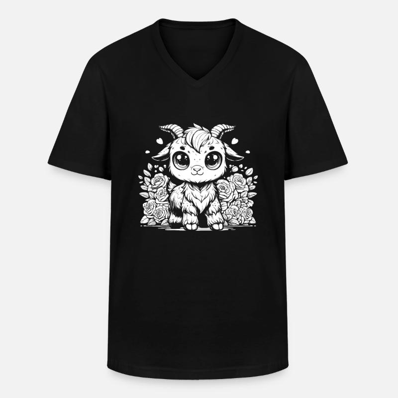 Widder Blumen - Männer-T-Shirt mit V-Ausschnitt - Schwarz