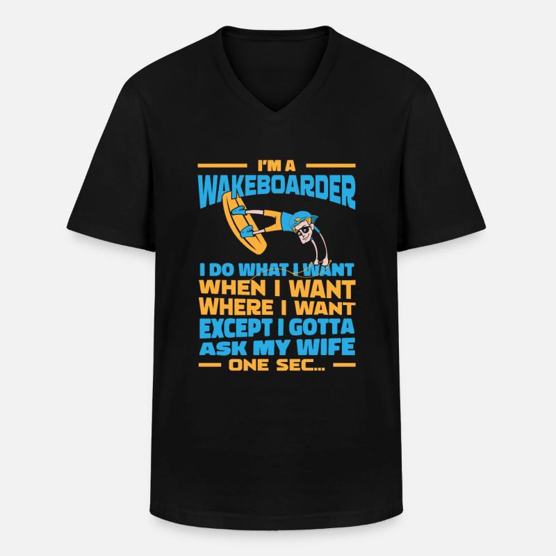 Wakeboard Wakeboarder - Männer-T-Shirt mit V-Ausschnitt - Schwarz