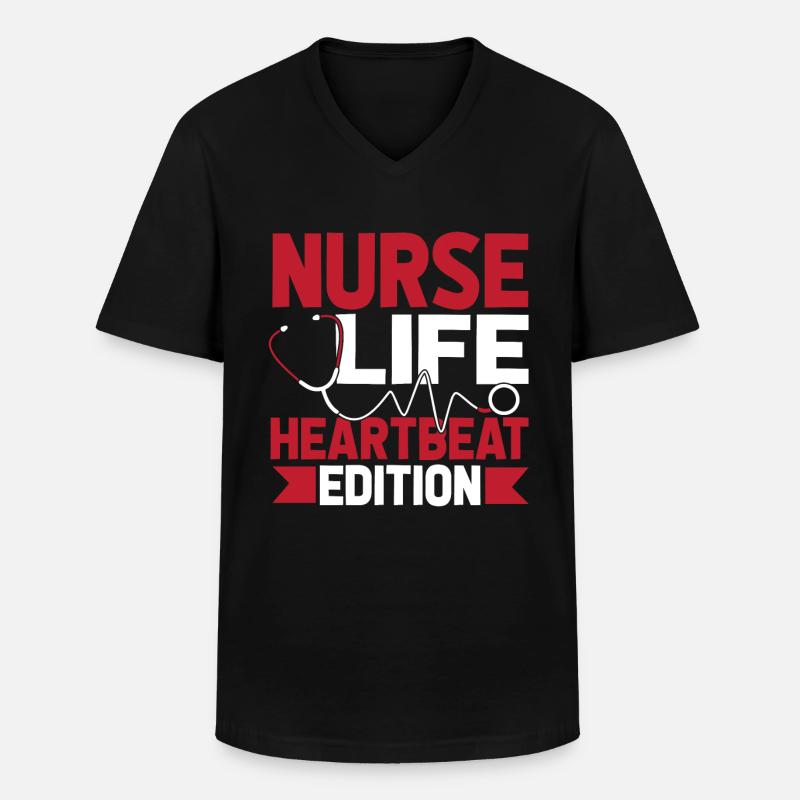 Krankenschwester Ekg - Männer-T-Shirt mit V-Ausschnitt - Schwarz