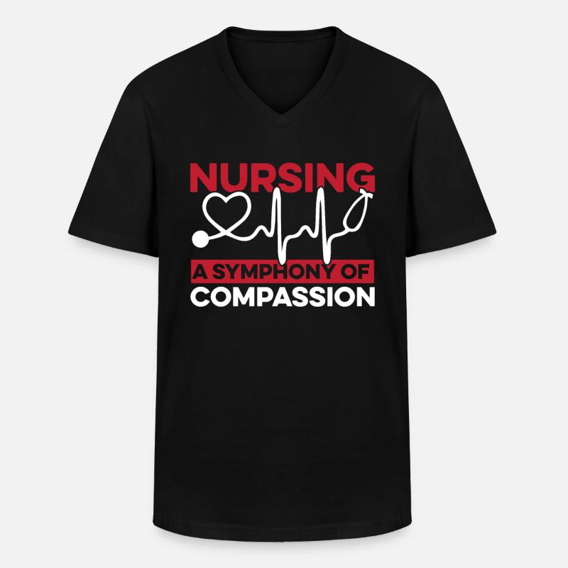 Krankenschwester Musik - Männer-T-Shirt mit V-Ausschnitt - Schwarz
