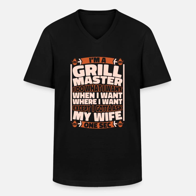 Bbq Grillen - Männer-T-Shirt mit V-Ausschnitt - Schwarz