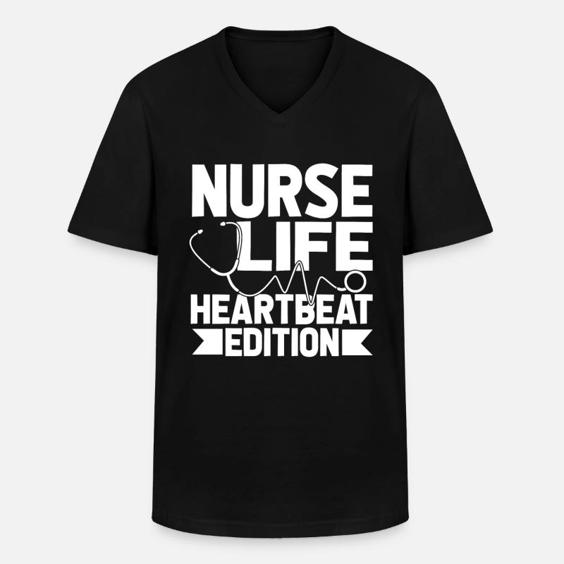 Krankenschwester Ekg - Männer-T-Shirt mit V-Ausschnitt - Schwarz