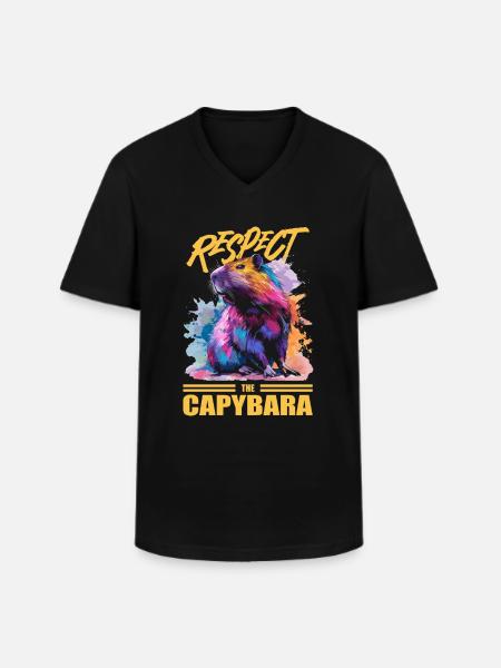 Capybara Wasserschwein - T-shirt med V-ringning herr - svart