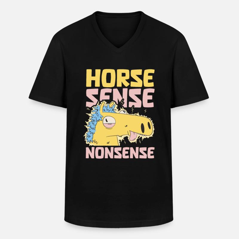 Pferd Reitsport - Männer-T-Shirt mit V-Ausschnitt - Schwarz