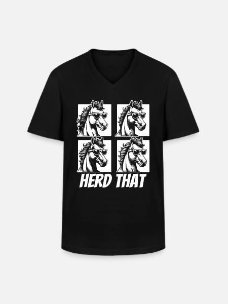 Pferd Reitsport - Männer-T-Shirt mit V-Ausschnitt - Schwarz