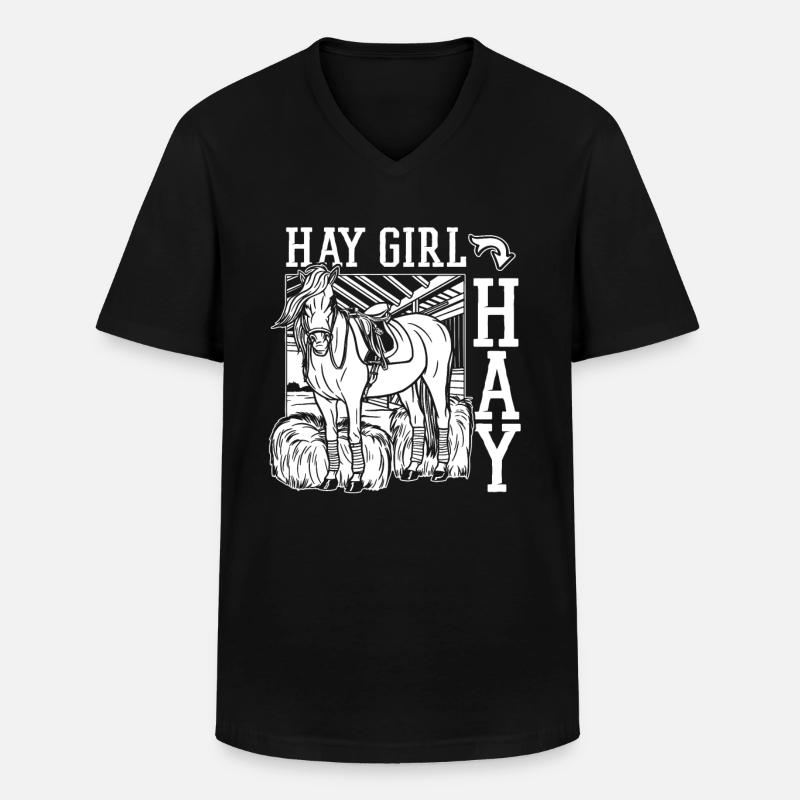 Pferd Reitsport - Männer-T-Shirt mit V-Ausschnitt - Schwarz