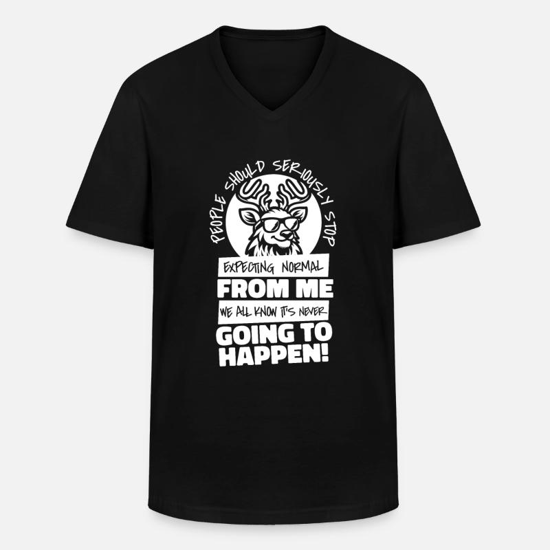 Hirsch - Männer-T-Shirt mit V-Ausschnitt - Schwarz
