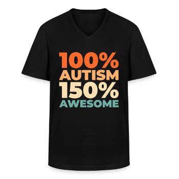 Autism Autistic - Men's V-Neck T-Shirt - black - Front - AI Model Male 178 dark (178cm)