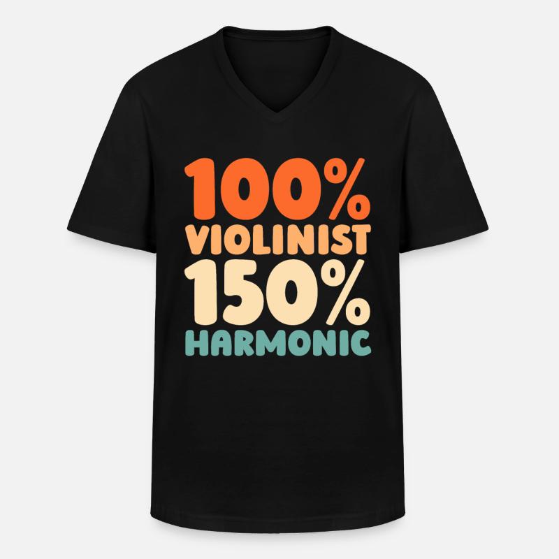 Violine Geige - Männer-T-Shirt mit V-Ausschnitt - Schwarz