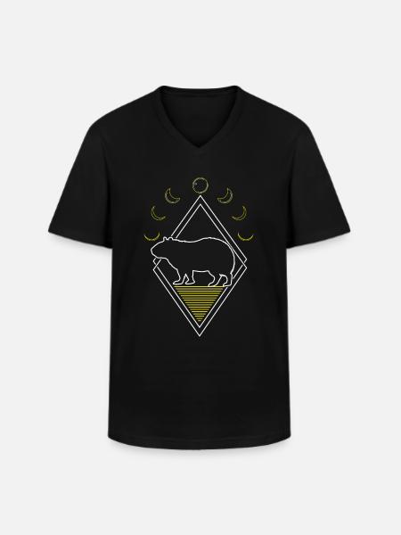 Capybara Capybara Abstract Moon Phases - Men's V-Neck T-Shirt - black