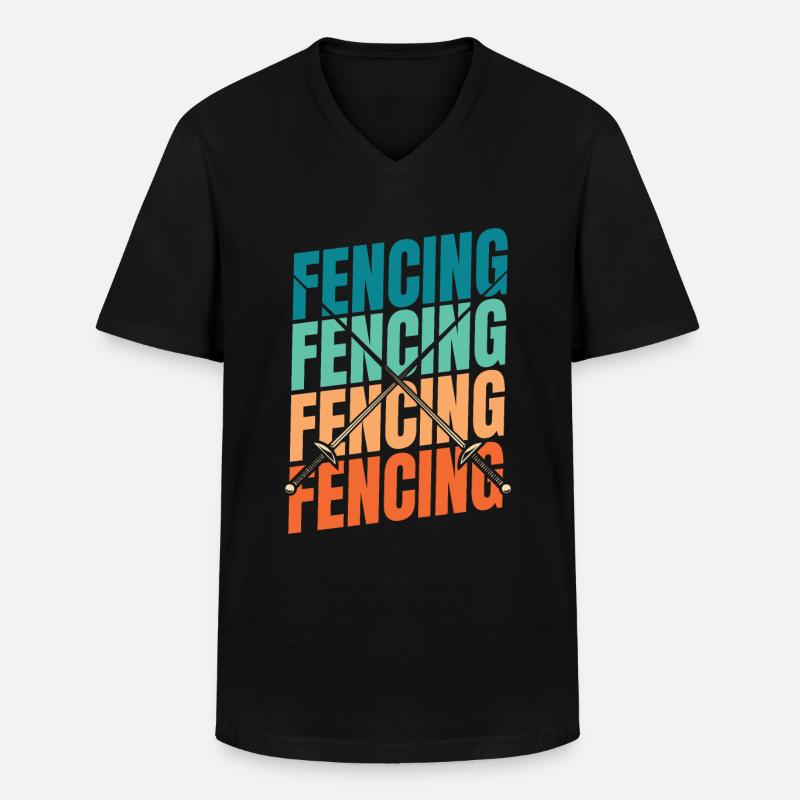 Fechten Fechter - Männer-T-Shirt mit V-Ausschnitt - Schwarz