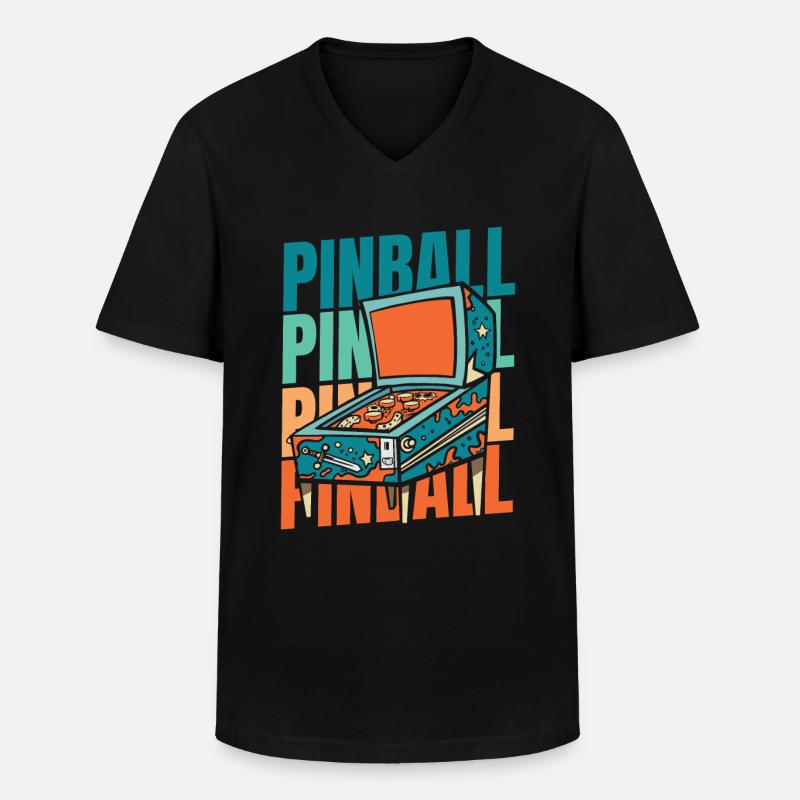 Pinball - Männer-T-Shirt mit V-Ausschnitt - Schwarz