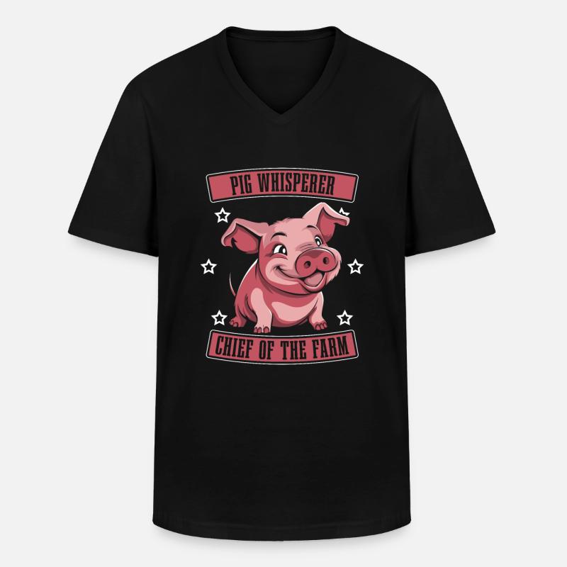 Schwein Schweinebauer Chef Der Farm - Männer-T-Shirt mit V-Ausschnitt - Schwarz