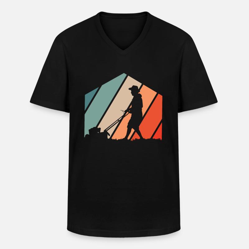 Rasenmäher Mähen - Männer-T-Shirt mit V-Ausschnitt - Schwarz