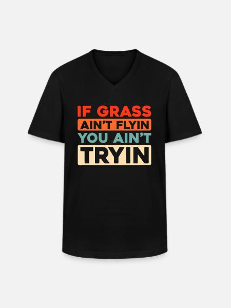 Lawn mower mowing - Men's V-Neck T-Shirt - black