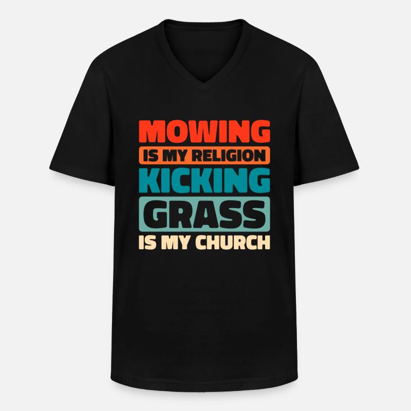 Rasenmäher Mähen - Männer-T-Shirt mit V-Ausschnitt - Schwarz