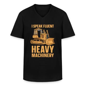 Bulldozer Planierraupe - T-shirt col V Homme - noir - Devant - AI Model Male 178 dark (178cm)