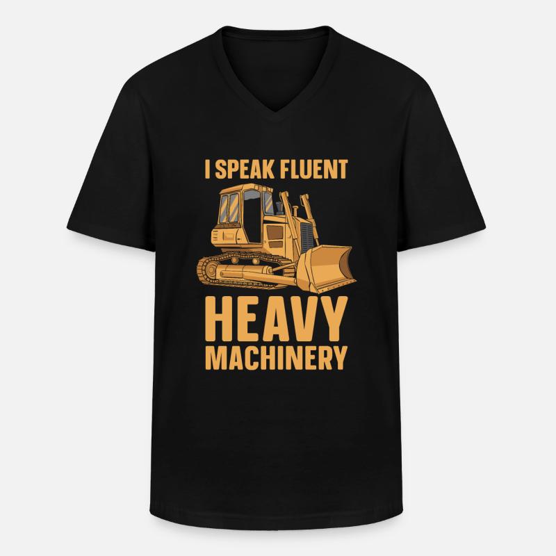 Bulldozer Planierraupe - Männer-T-Shirt mit V-Ausschnitt - Schwarz