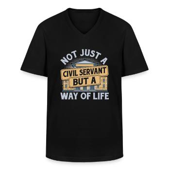 civil servant - Men's V-Neck T-Shirt - black - Front - AI Model Male 178 dark (178cm)