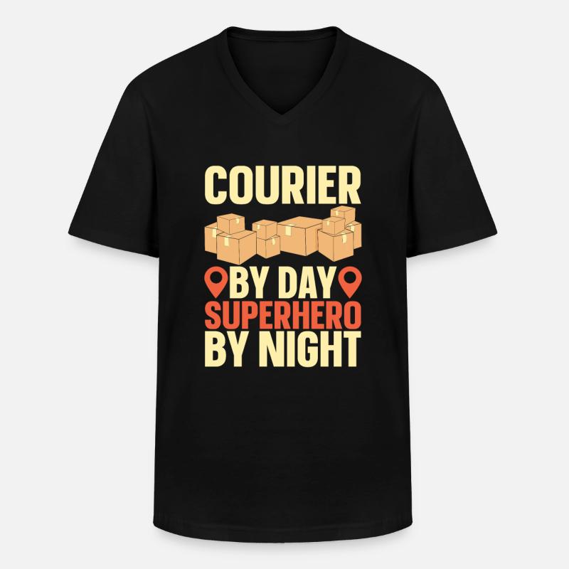 Kurier - Männer-T-Shirt mit V-Ausschnitt - Schwarz