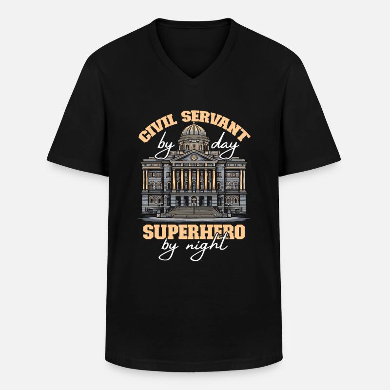 Beamte - Männer-T-Shirt mit V-Ausschnitt - Schwarz