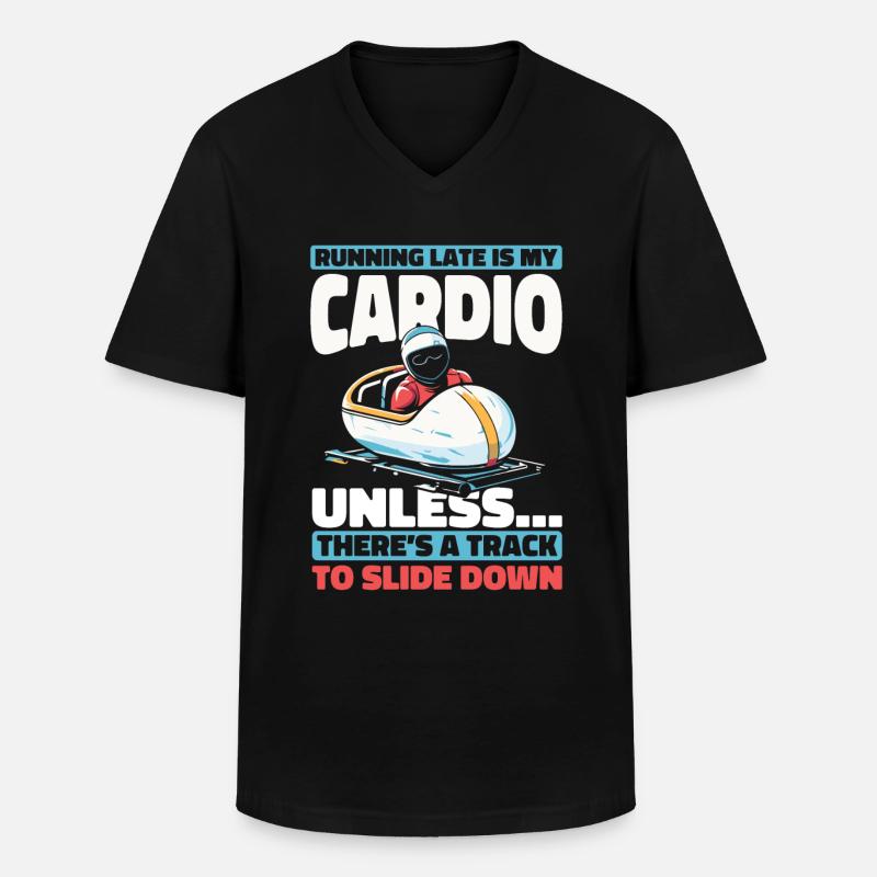 Bobfahren - Männer-T-Shirt mit V-Ausschnitt - Schwarz