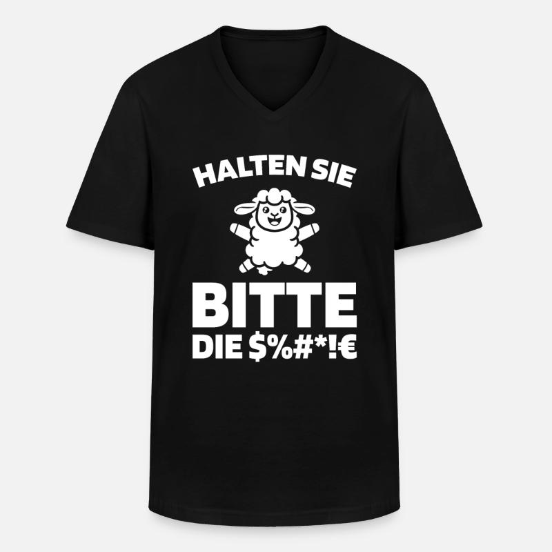 Sheep please shut up - Men's V-Neck T-Shirt - black