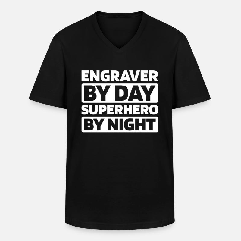 Graveur - Männer-T-Shirt mit V-Ausschnitt - Schwarz