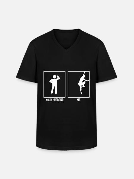 Ihr Mann - Ich - Klettern Extrem - Männer-T-Shirt mit V-Ausschnitt - Schwarz