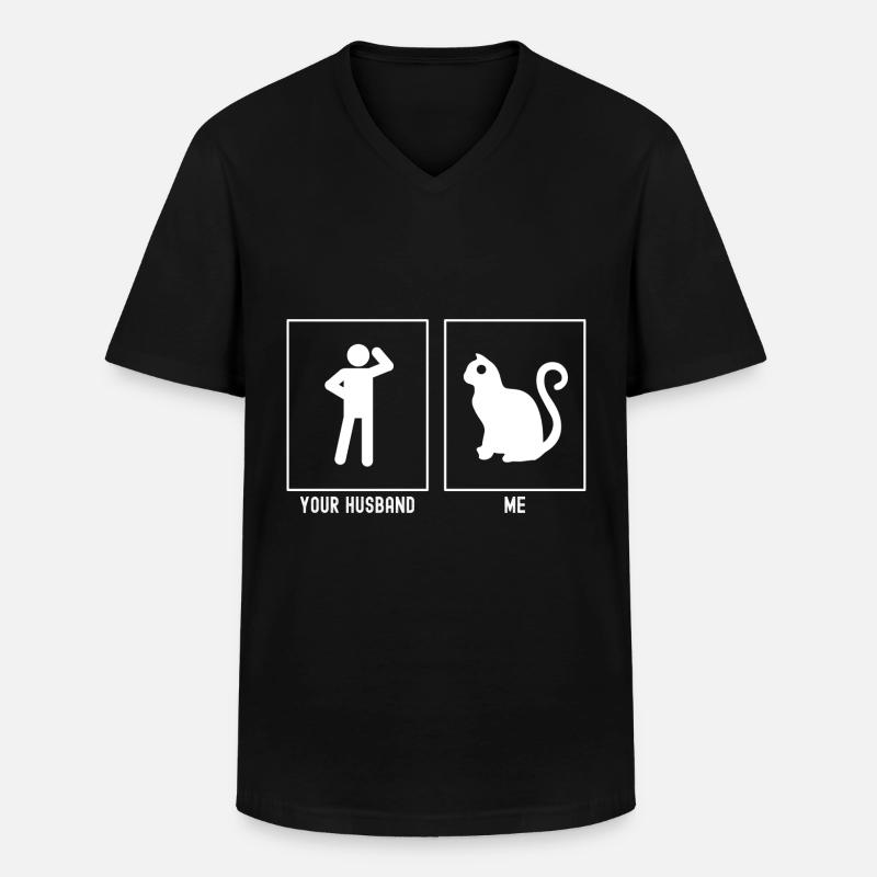 Ihr Ehemann - Ich - Katze Illustration - Männer-T-Shirt mit V-Ausschnitt - Schwarz