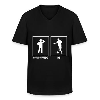 Dein Freund - Ich - Fußball Pass - Männer-T-Shirt mit V-Ausschnitt - Schwarz - Vorne - AI Model Male 178 dark (178cm)