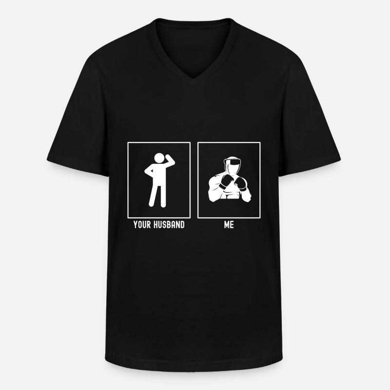Son mari - Moi - Boxe professionnelle - T-shirt col V Homme - noir