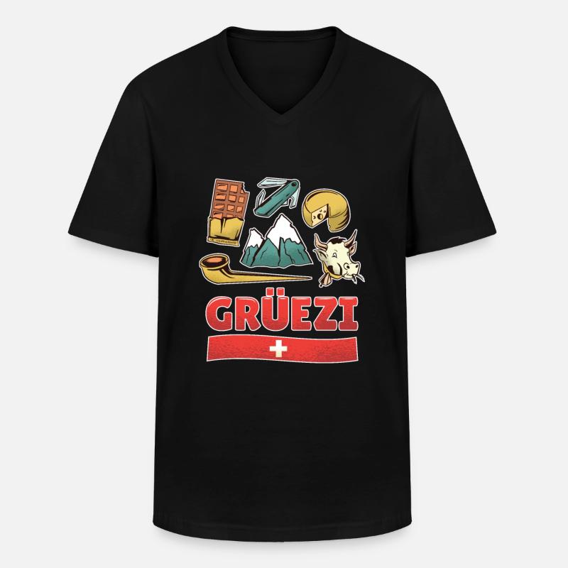 grueezi schweiz - Männer-T-Shirt mit V-Ausschnitt - Schwarz