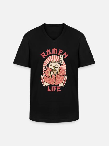 Ramen Life - Männer-T-Shirt mit V-Ausschnitt - Schwarz