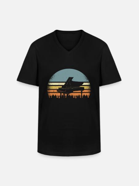 Piano piano - T-shirt col V Homme - noir